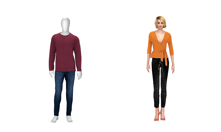 virtual avatars showing styling with multiple layers