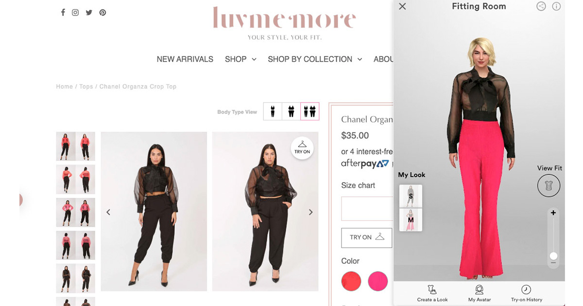 luvmemore virtual fitting room store