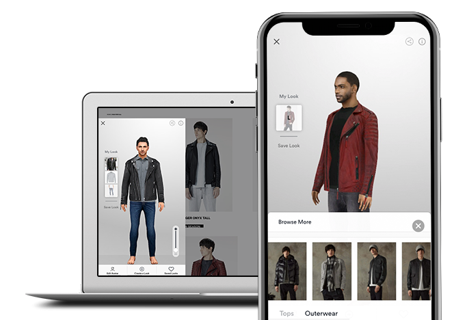 virtual fitting room showing outerwear
